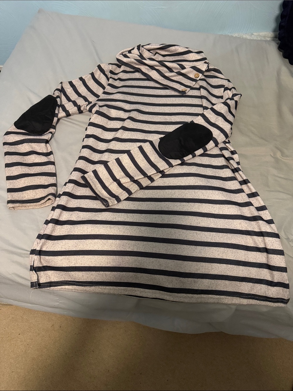 Striped Hooded Long Sleeve Top with Elbow Patches - Kids